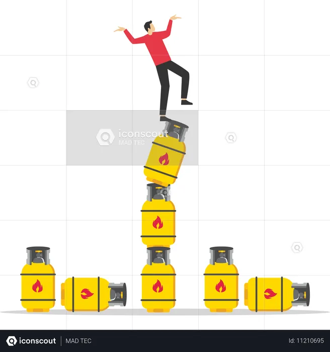 Businessman facing instability in oil industry  Illustration