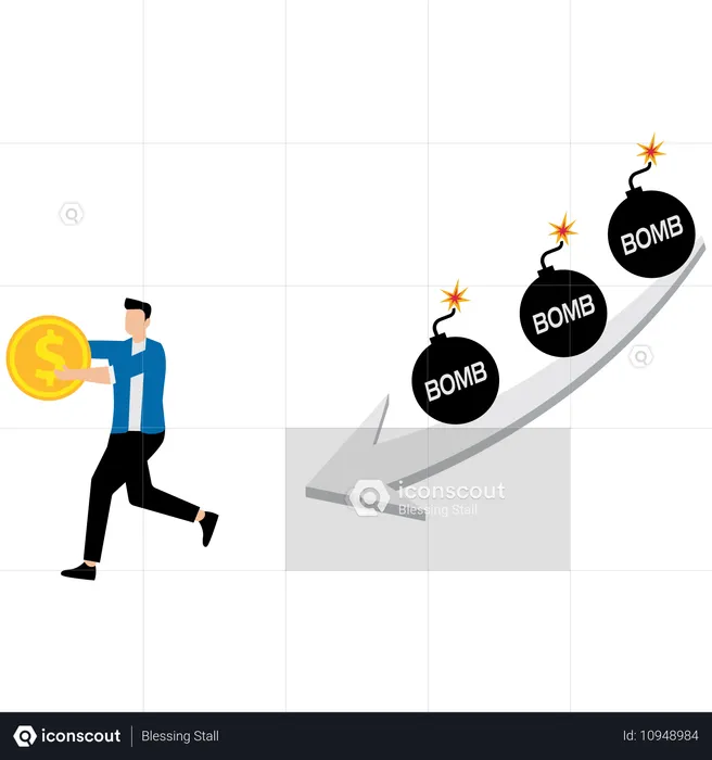 Businessman facing investment risk  Illustration