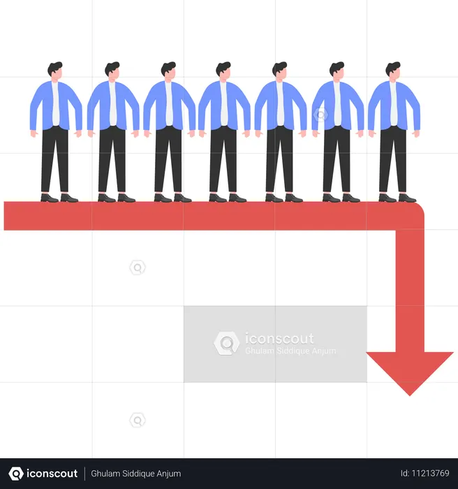 시장 붕괴에 직면한 사업가  일러스트레이션