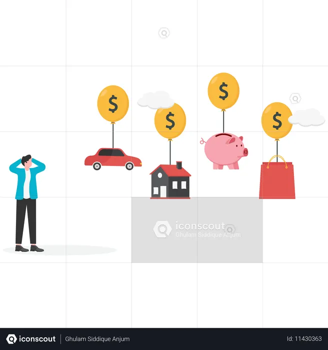 Businessman facing market crisis  Illustration