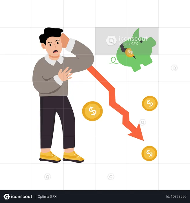 돈 손실에 직면한 사업가  일러스트레이션