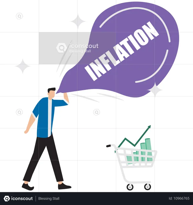 Businessman facing risk of inflation  Illustration