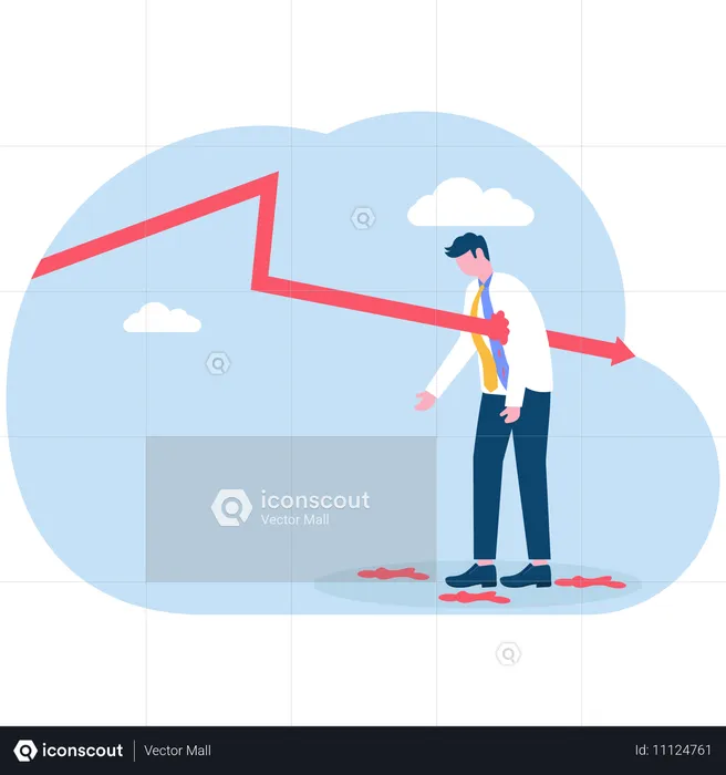 株価暴落に直面するビジネスマン  イラスト