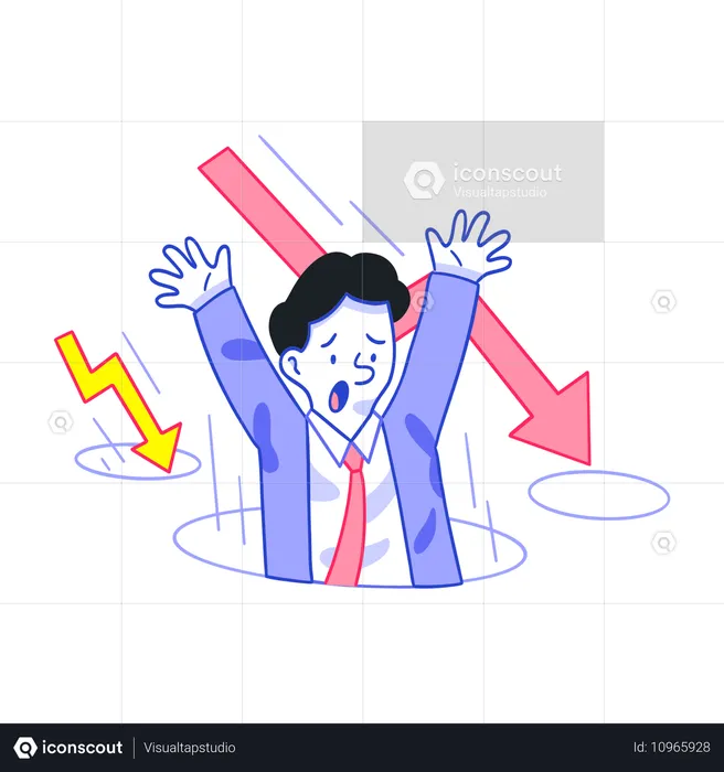 Businessman facing Stock Market Crash  Illustration