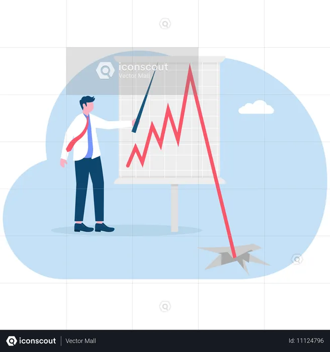 Businessman facing stock market loss  Illustration