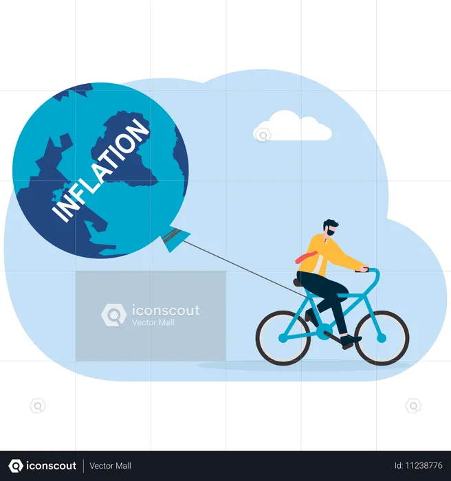 Businessman facing world inflation  Illustration