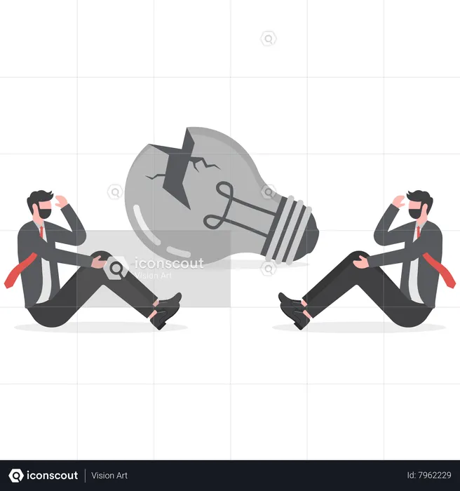 Businessman fail work headache idea  Illustration