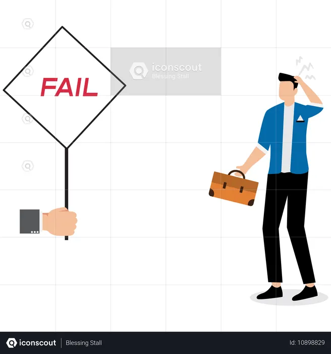 Businessman failed the review  Illustration