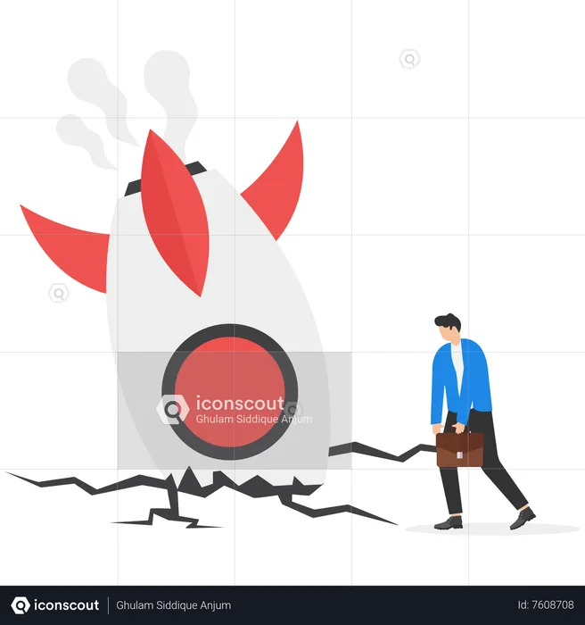 Businessman failing in launching business  Illustration