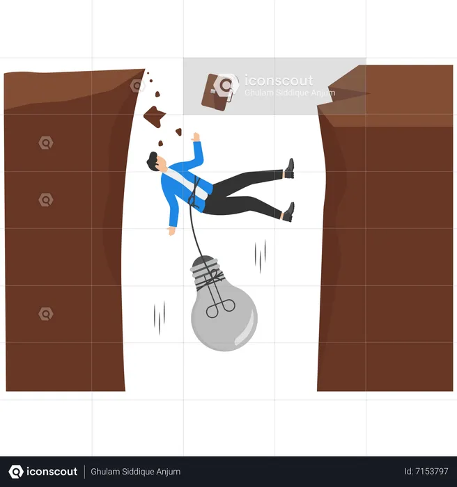 Businessman falling down due to Business failure  Illustration