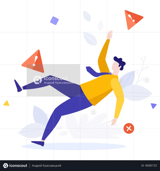 Businessman falling due to business failure  Illustration
