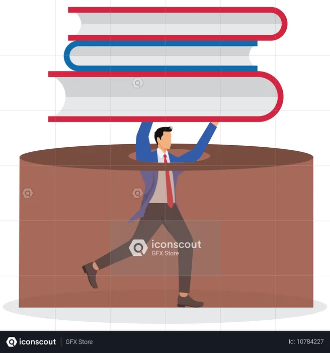 Businessman Falling in Hole and holding Book  Illustration