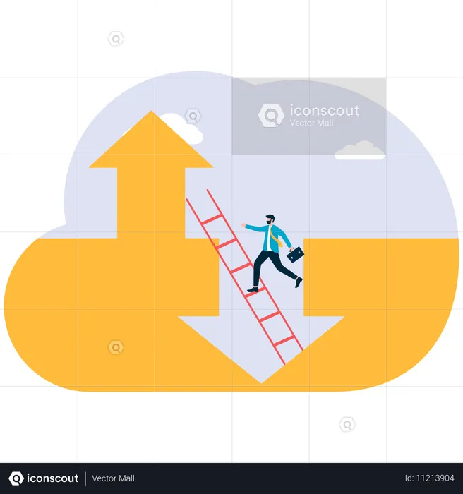 Businessman falling into falling arrow  Illustration