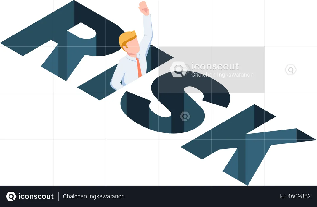 Businessman falling into the risk hole  Illustration