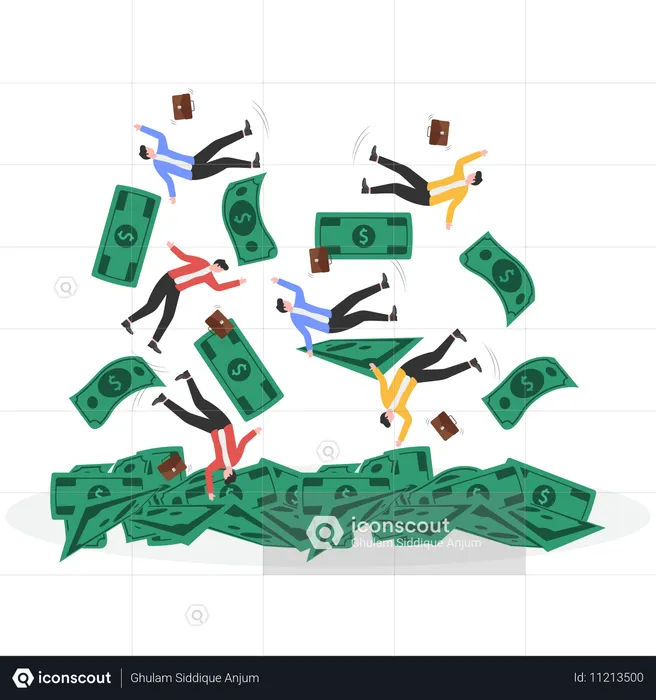 Businessman falling with business finance  Illustration