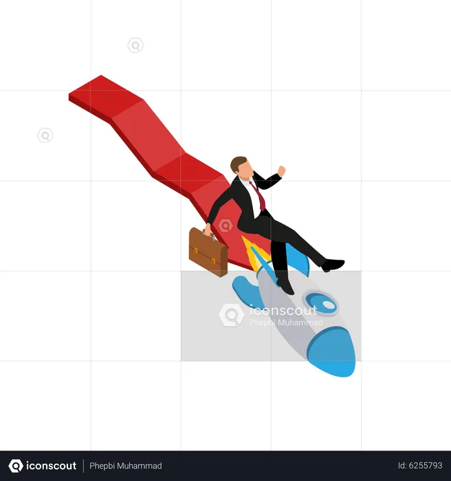 Businessman falling with failed startup  Illustration