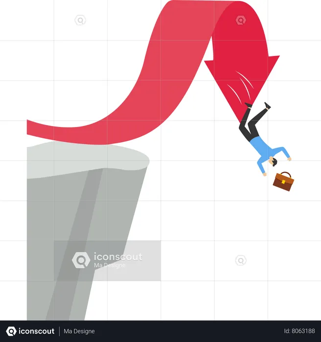Businessman falling with rise and fall arrows  Illustration