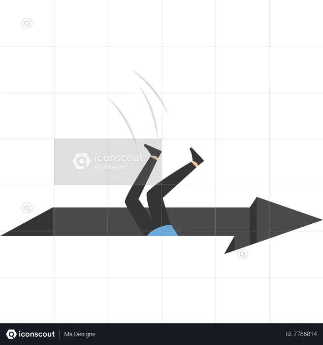 Businessman fell into the arrow hole,  Illustration