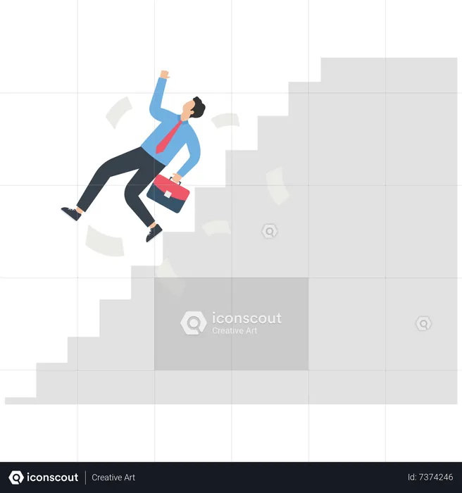 Businessman fell off the stairs  Illustration