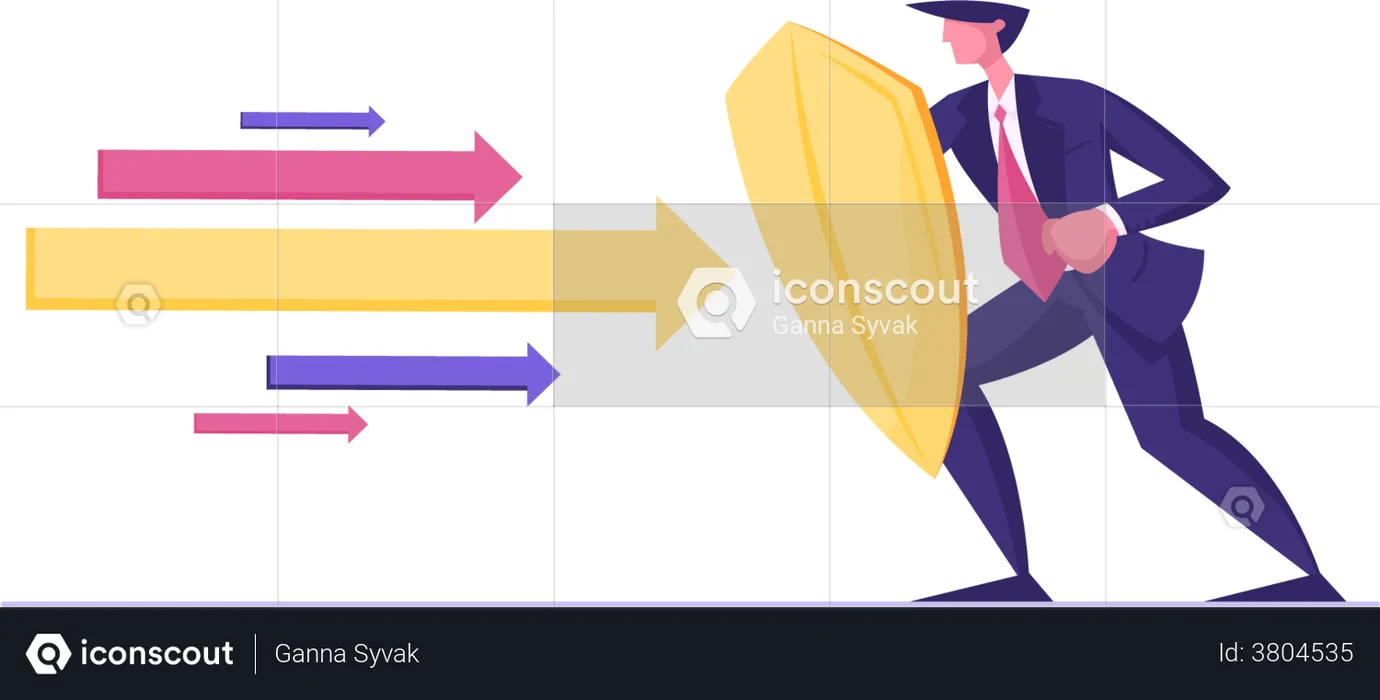 Businessman fighting with obstacles  Illustration