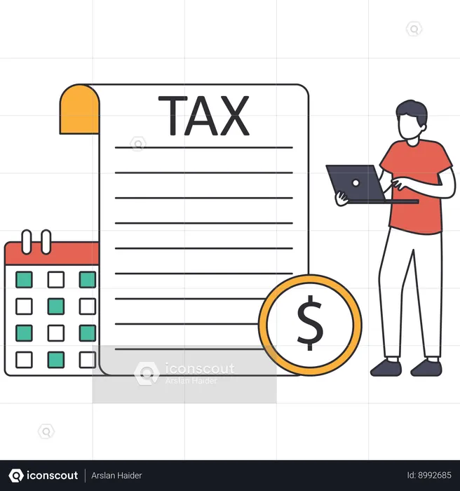 Businessman filing tax online  Illustration