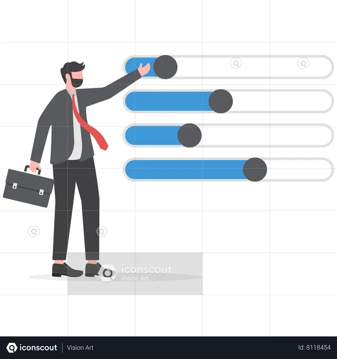 Businessman filtering data  Illustration