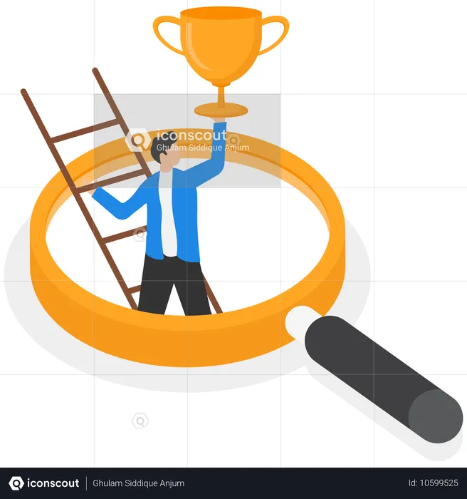 Businessman find business trophy  Illustration