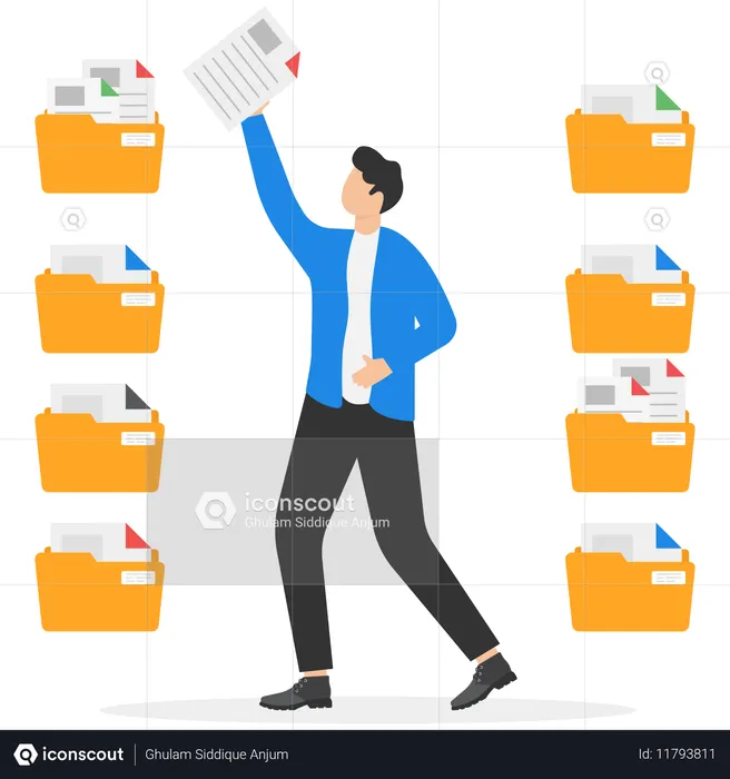 Businessman find document from folder  Illustration