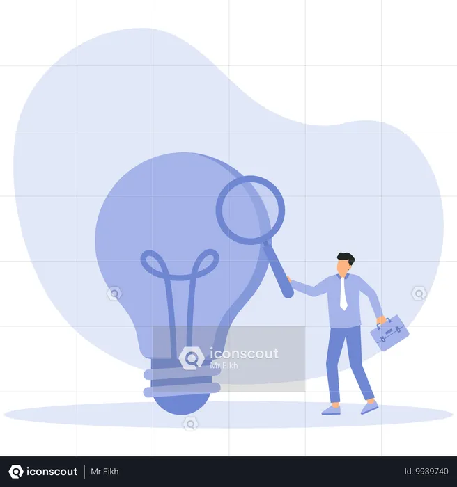 Businessman Find Problem and Idea Verification  Illustration