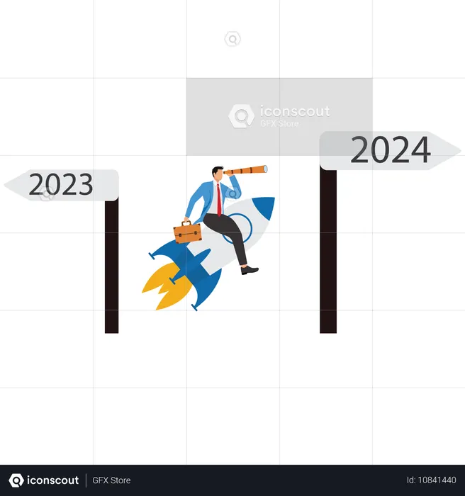 사업가 2023년의 방향을 찾아라  일러스트레이션