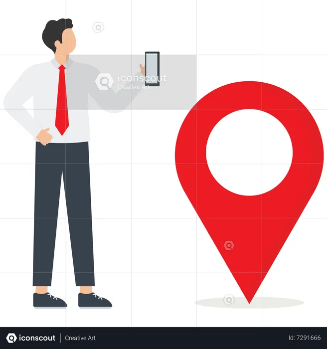 Businessman finding a location in phone  Illustration