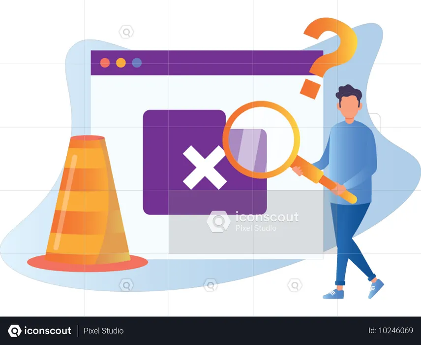 Businessman finding business files from system  Illustration