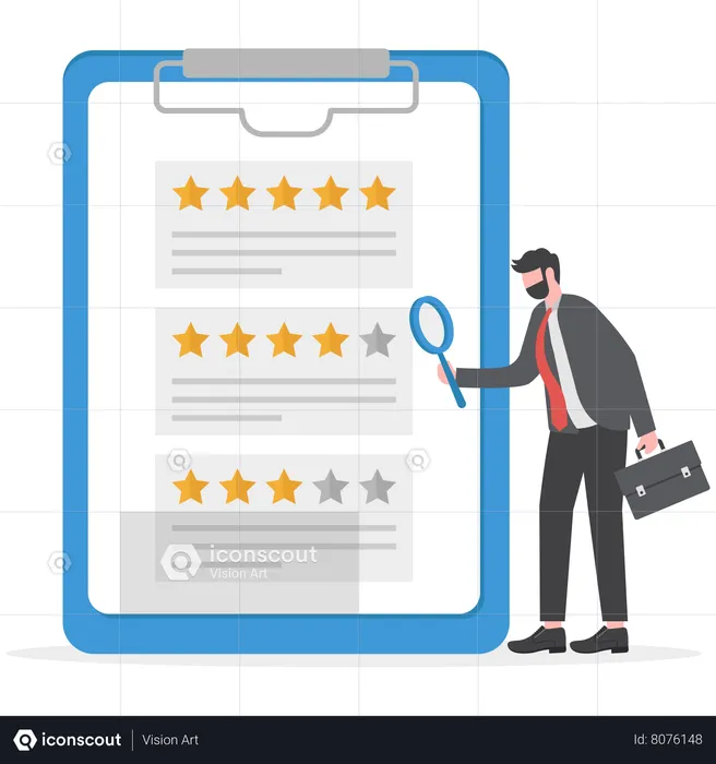 Businessman finding customer review  Illustration