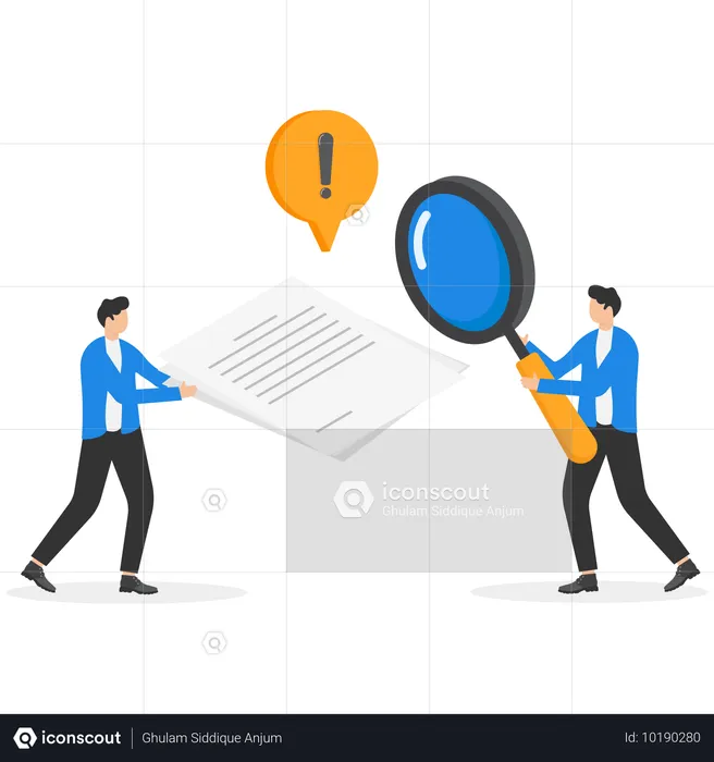 Businessman finding data from document  Illustration