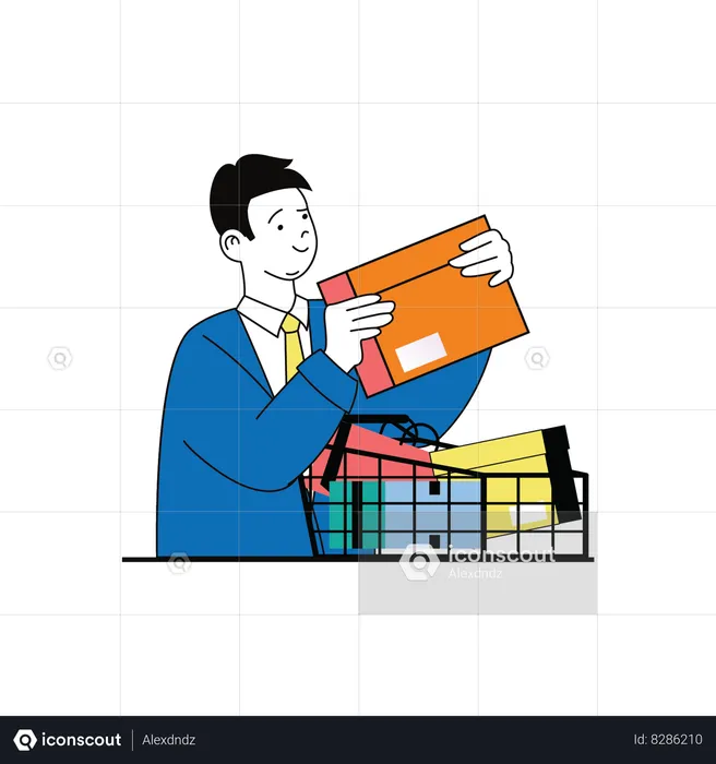 Businessman Finding Document  Illustration