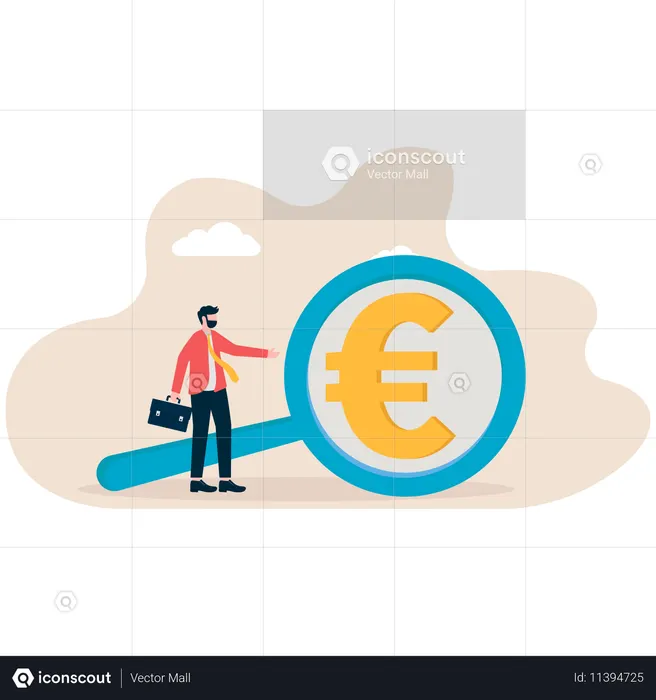 Businessman finding euro  Illustration