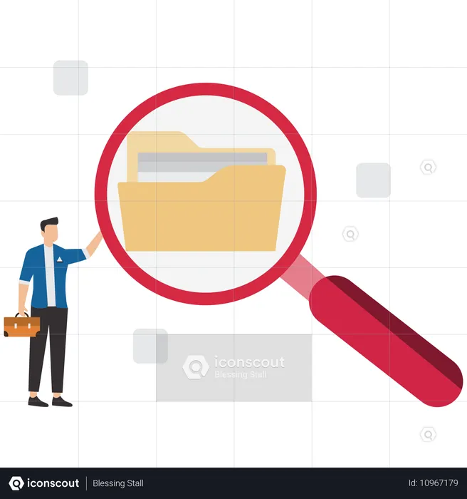 Businessman finding file and folder  Illustration