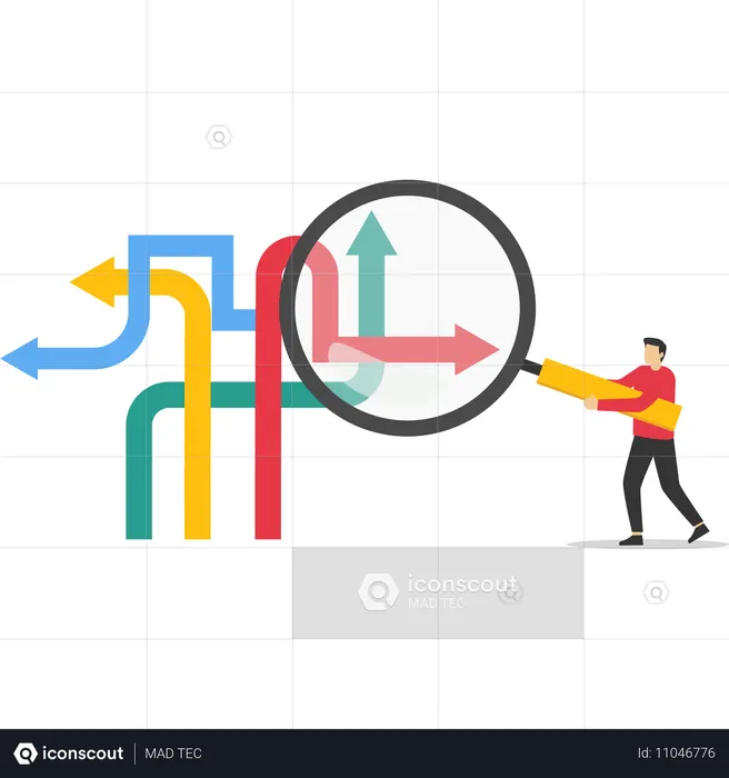 Businessman finding right business direction  Illustration