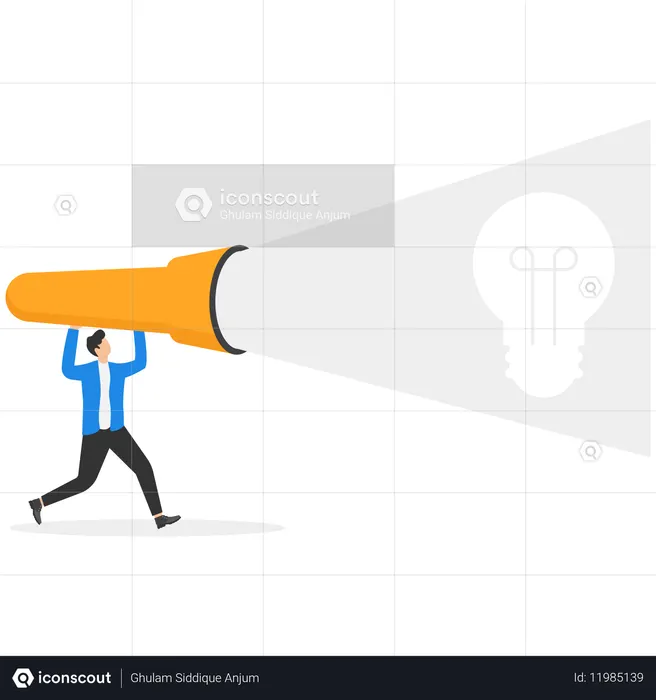 Businessman finding right direction to create innovation  Illustration