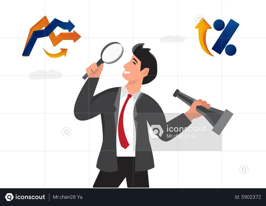 Businessman finding solution  Illustration