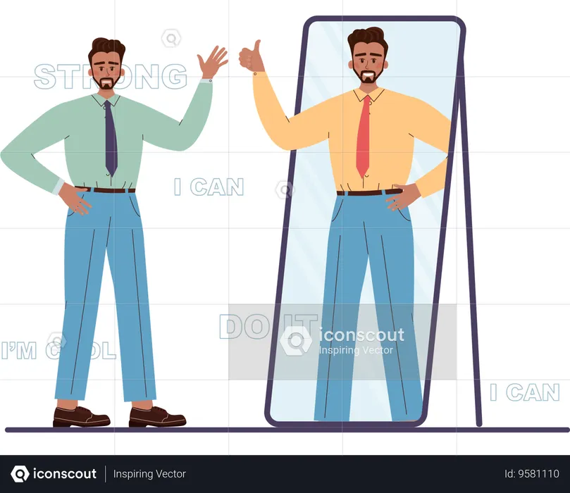 Businessman finds himself strong  Illustration