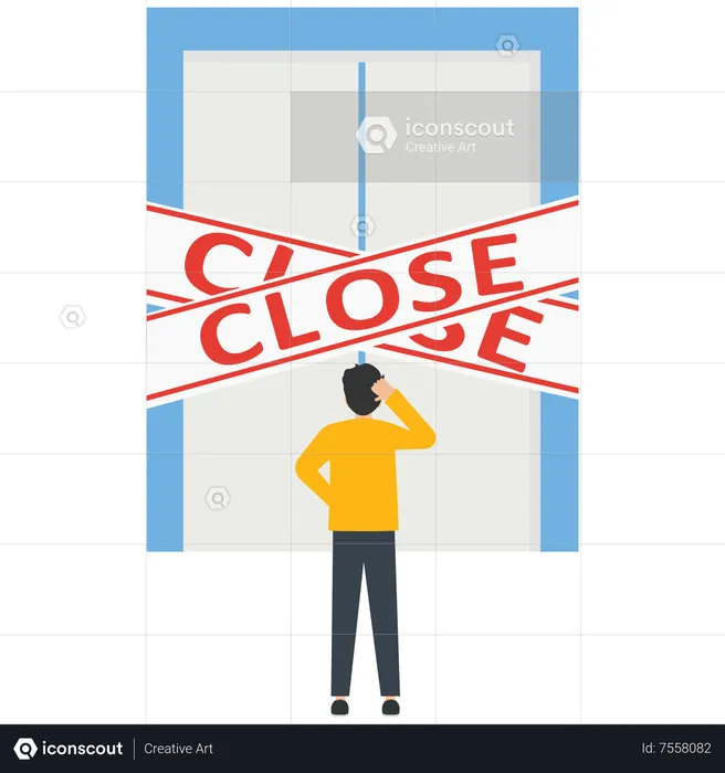 Businessman finds the door has been closed  Illustration