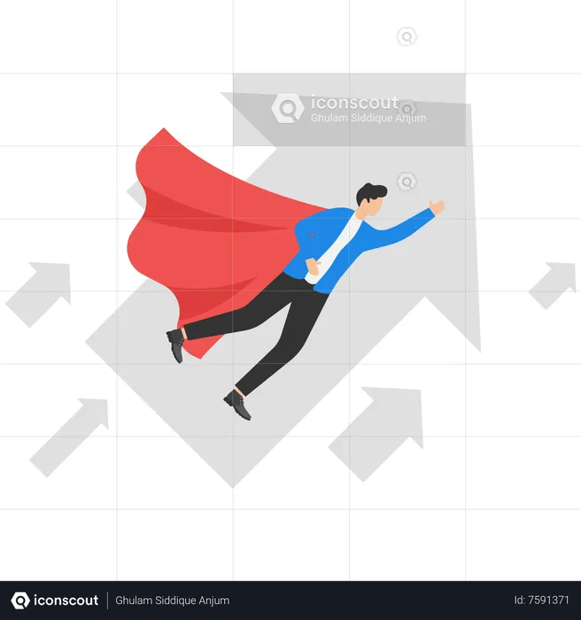 Businessman flying and arrows  Illustration