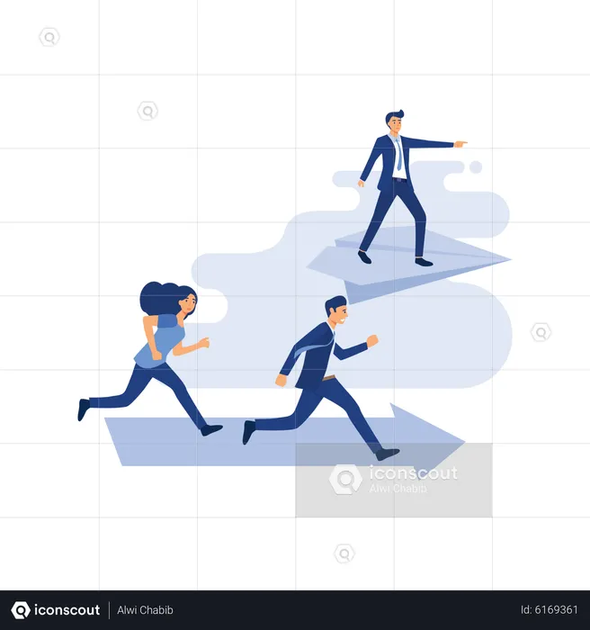 Businessman flying forward  Illustration
