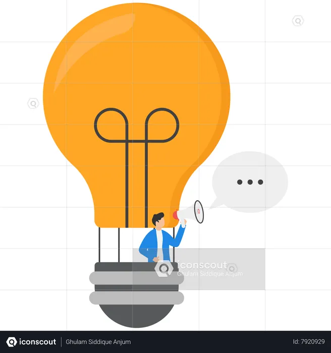 Businessman Flying In A Hot Air Balloon  Illustration