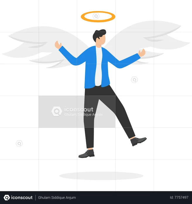 Businessman flying in the air  Illustration