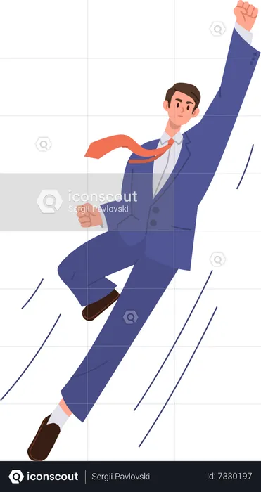 Businessman flying like superhero taking off  Illustration