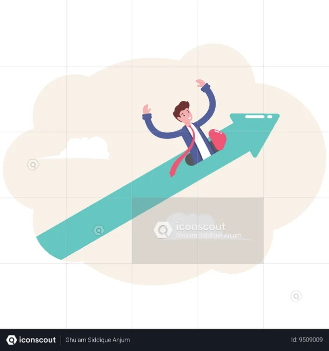Businessman flying positive trend  Illustration