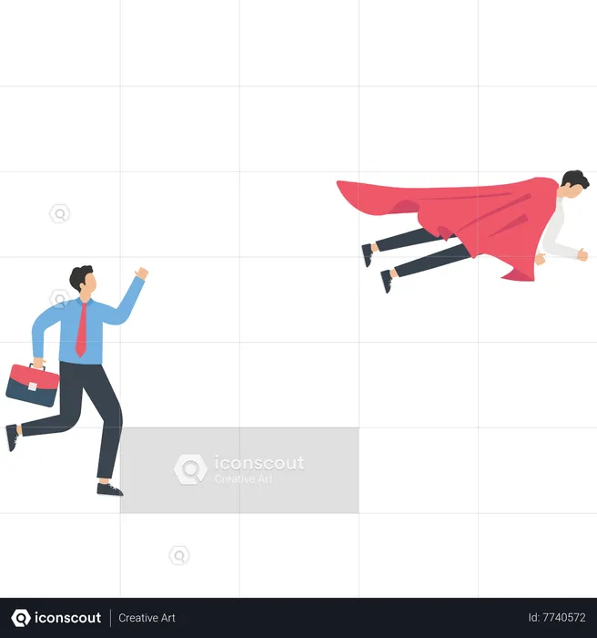 Businessman flying toward success  Illustration