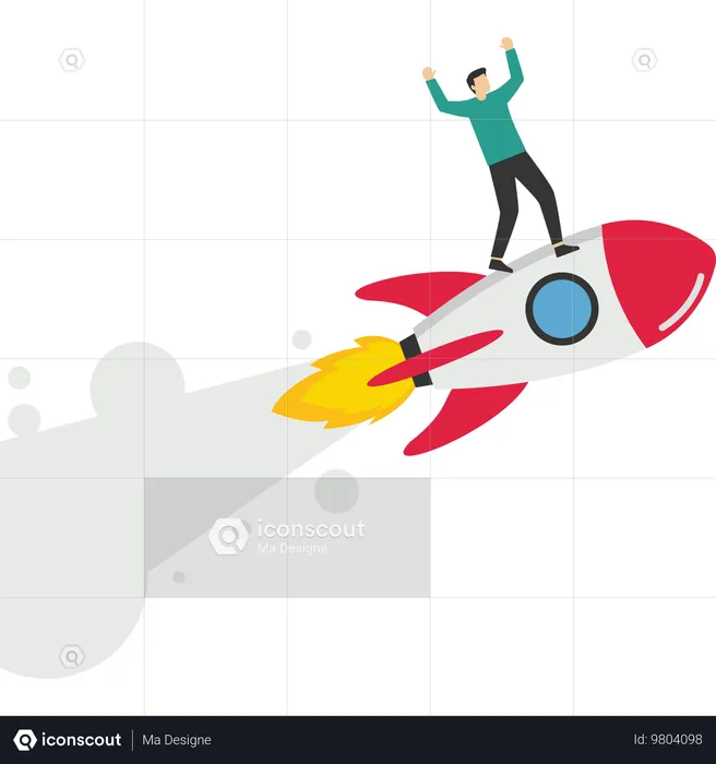 Businessman flying with jet  Illustration